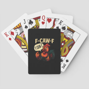 F Caw F Grappige Boze Haan Grafisch Retro Stijl Pokerkaarten