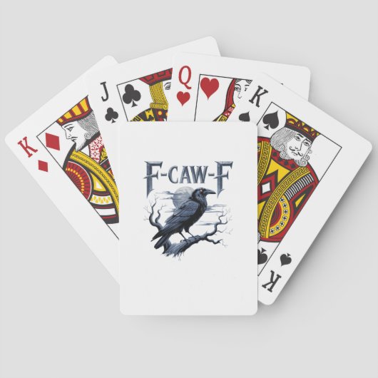 F-Caw-F Grappige Gotische Raaf Vogel Halloween Pokerkaarten (Achterkant)