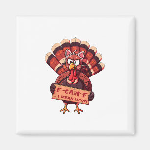 F-caw-f Grappige Kalkoen Thanksgiving Humor Kat Co Magneet