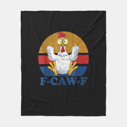 F-Caw-F Grappige Kip die de Middenvinger Opsteekt Fleece Deken (Voorkant)