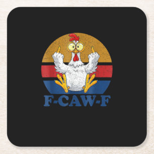 F-Caw-F Grappige Kip die de Middenvinger Opsteekt Kartonnen Onderzetters