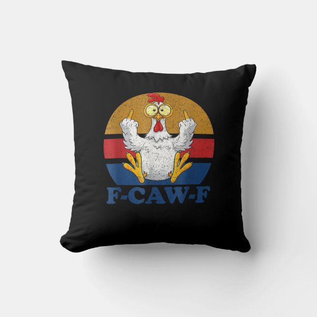 F-Caw-F Grappige Kip die de Middenvinger Opsteekt  Kussen (Voorkant)