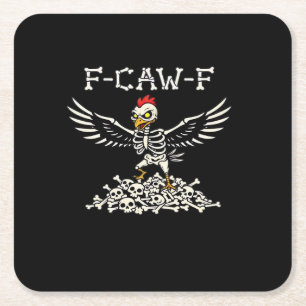 F Caw F Grappige Kip Halloween Cool Unieke Stijl Kartonnen Onderzetters