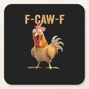 F Caw F Grappige Kip Humor Haan Meme Klassieker Kartonnen Onderzetters