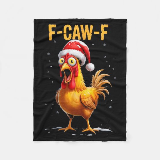 F-caw-f Grappige Kip Humor Meme Kerstmannen Vrouwe Fleece Deken (Voorkant)