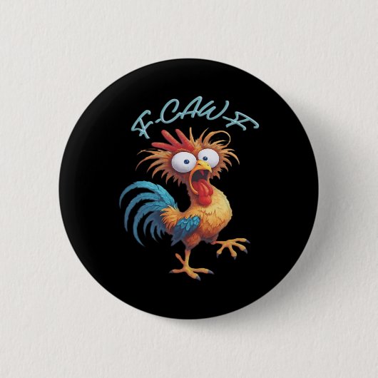F Caw F Grappige Kip Humor Retro Stijl Ronde Button 5,7 Cm (Voorkant)