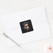 F Caw F Grappige Kip Humor Retro Stijl Vierkante Sticker (Envelop)