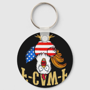 F-caw-f Grappige Kip Humor Usa Vlag Citaat Haan Sleutelhanger