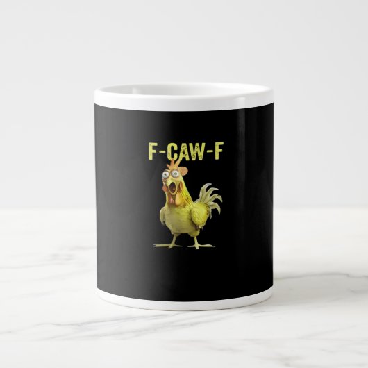 F Caw F Grappige Kip Klassiek Creatief Casual Grote Koffiekop (Voorkant)