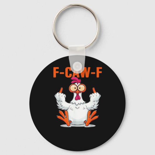 F-Caw-F Grappige Kip Klassiek Minimaal Schoon Sleutelhanger (Voorkant)