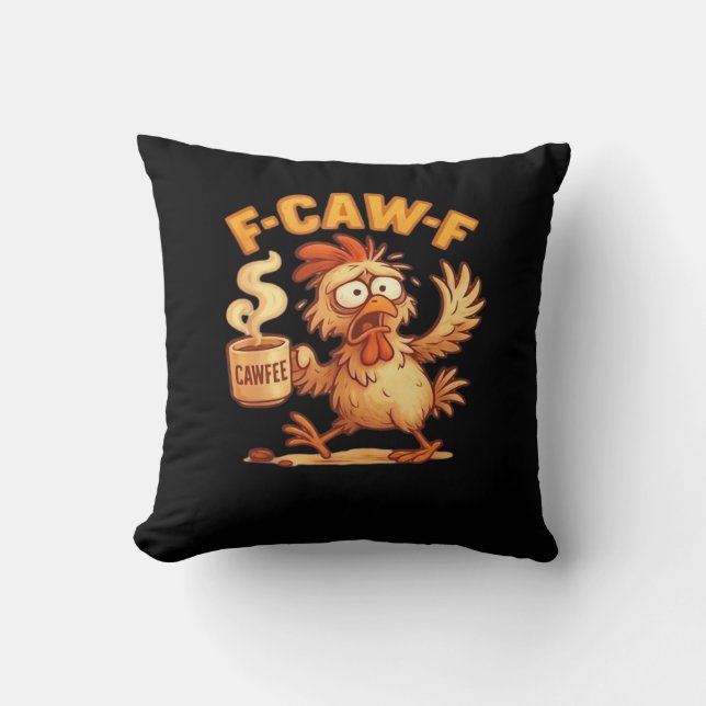 F-Caw-F Grappige Kip Klassieke Retro Grafisch Kussen (Voorkant)