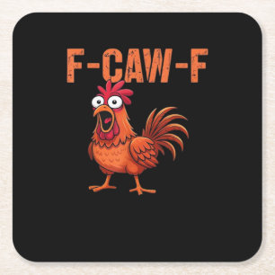 F Caw F Grappige Kip Klassieke Trendy Moderne Stij Kartonnen Onderzetters