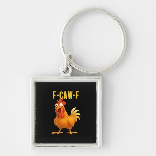 F Caw F Grappige Kip Meme Trendy Moderne Stijl Sleutelhanger (Voorkant)