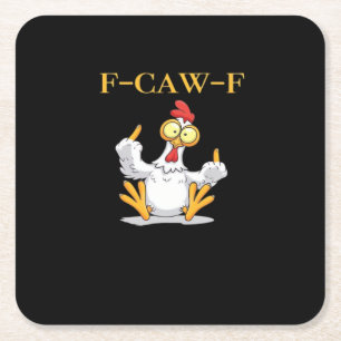 F-Caw-F Grappige Kip Retro Klassieker Kartonnen Onderzetters