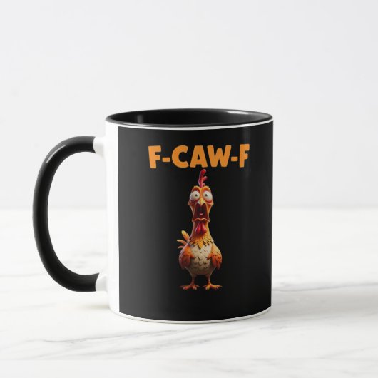 F-Caw-F Grappige Kip Zegt Haan Meme Sarcastisch Mok (Links)
