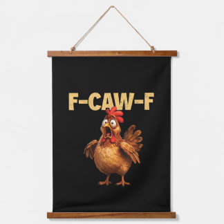 F Caw F Grappige Kippenwoordspeling Donkere Humor  Hangend Wandkleed