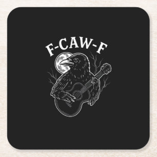 F Caw F Grappige Kraai Gitaar Halloween Vintage St Kartonnen Onderzetters