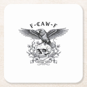 F-Caw-F Grappige Kraai Halloween Vintage Ontwerp Kartonnen Onderzetters
