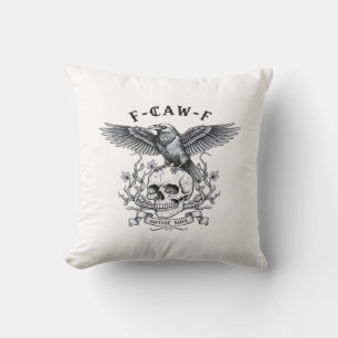 F-Caw-F Grappige Kraai Halloween Vintage Ontwerp Kussen