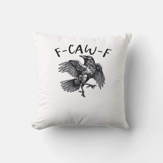 F Caw F Grappige Kraai Vintage Grafisch Kussen (Voorkant)