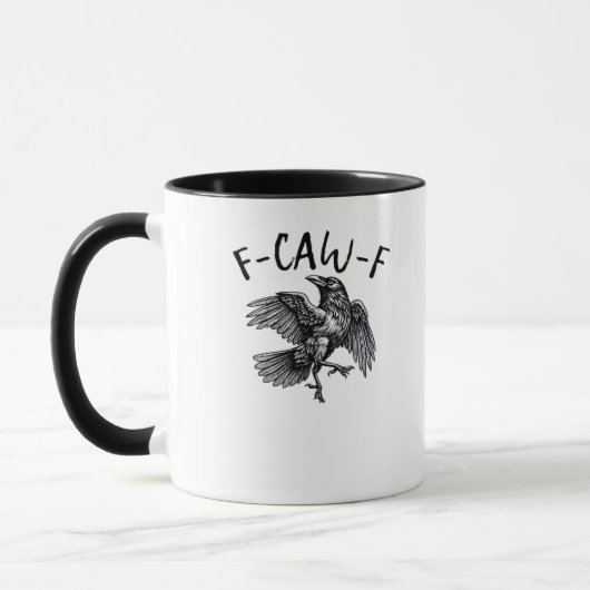 F Caw F Grappige Kraai Vintage Grafisch Mok (Links)