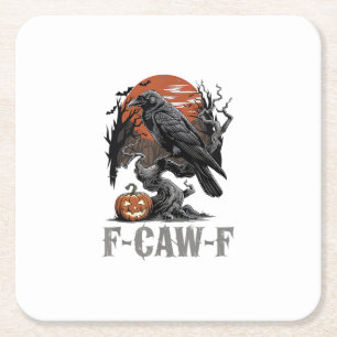 F-Caw-F Grappige Raaf Gothische Kraai Vogel Hallow Kartonnen Onderzetters