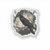 F-Caw-F Grappige Raaf Stijlvolle Pun Gotische Kraa Sticker (Voorkant)