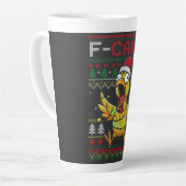 F-CAW-F Grappige Schreeuwende Kip Lelijk Kerstfees Latte Mok (Linkerhoek)