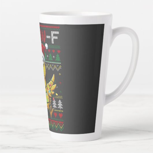 F-CAW-F Grappige Schreeuwende Kip Lelijk Kerstfees Latte Mok (Rechts)