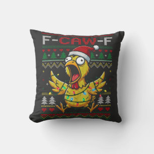 F-CAW-F Grappige Schreeuwende Kip Lelijke Kerst Kussen