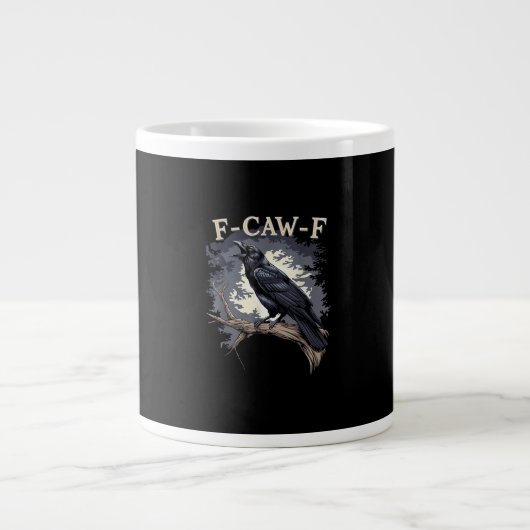 F Caw F Grappige Vogel Kraai Creatieve Casual Desi Grote Koffiekop (Voorkant)