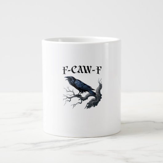 F-Caw-F Grappige Vogel Kraai Grote Koffiekop (Voorkant)