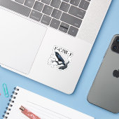 F-Caw-F Grappige Vogel Kraai Sticker (Laptop met iPhone)