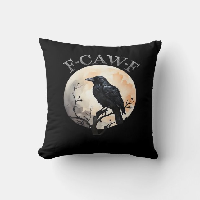 F Caw F Grappige Vogel Maan Minimalistische Stijl Kussen (Voorkant)