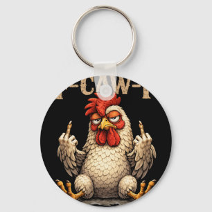 F-caw-f Grappige Zwarte Haan Gotische Fcawf Kip A Sleutelhanger