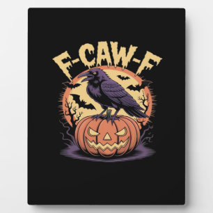 F-Caw-F Griezelige Halloween-raaf Pompoen-Vleermui Fotoplaat