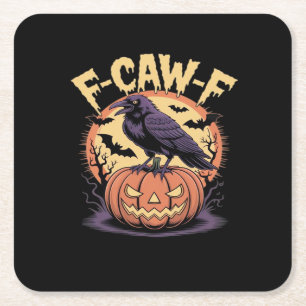 F-Caw-F Griezelige Halloween Raaf Pompoen-Vleermui Kartonnen Onderzetters
