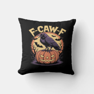 F-Caw-F Griezelige Halloween-raaf Pompoen-Vleermui Kussen