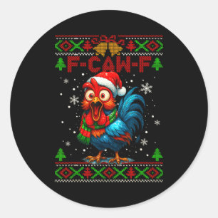 F Caw F Haan Grappige Vogel Fcawf Kippenfluisteraa Ronde Sticker