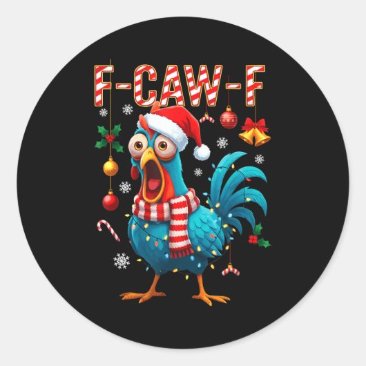 F-caw-f Haan Meme Grappige Kip Fcawk Kerstmis Ronde Sticker (Voorkant)