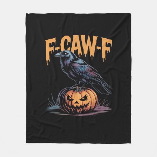 F-Caw-F Halloween Raaf Jack-O-Lantern Griezelige Z Fleece Deken (Voorkant)