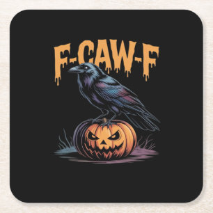 F-Caw-F Halloween Raaf Jack-O-Lantern Griezelige Z Kartonnen Onderzetters