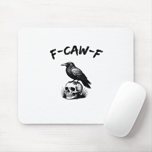 F Caw F Halloween Raven Skull Gothic Humor Design Muismat (Met muis)