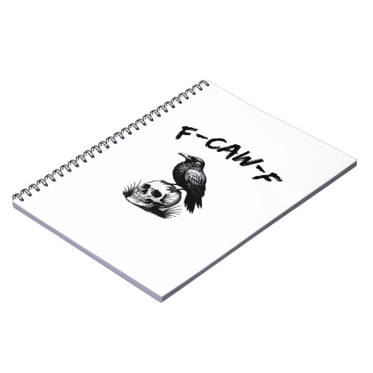 F Caw F Halloween Raven Skull Gothic Humor Design Notitieboek (Linkerzijde)