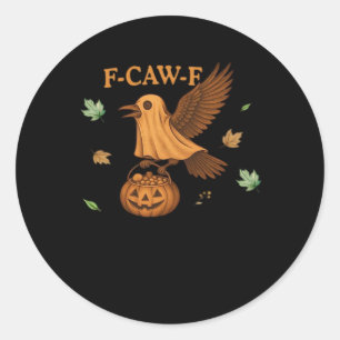 F-Caw-F Halloween Retro Klassieker Ronde Sticker