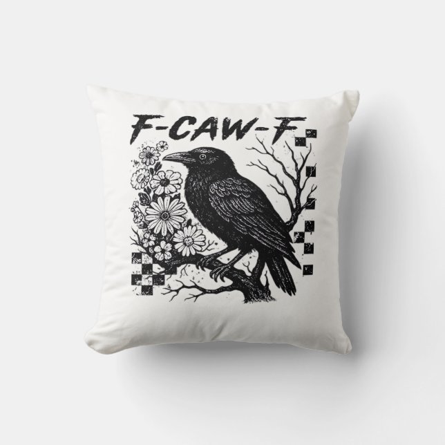 F-Caw-F Halloween Vogel Kussen (Voorkant)