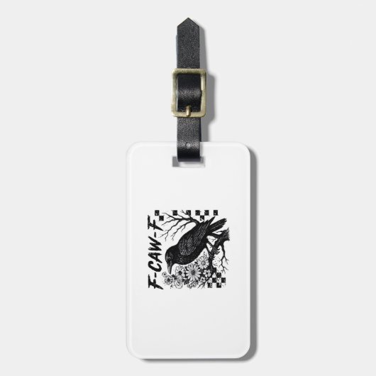 F-Caw-F Humor Funny Gothic Crow Bagagelabel (Voorkant verticaal)