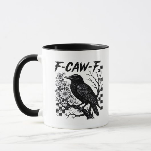 F-Caw-F Humor Grappige Gotische Kraai Mok (Links)