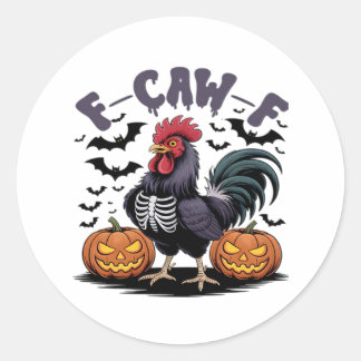 F Caw F Humor Kraai Gotische Grappige Stijl Ronde Sticker