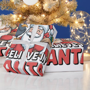F-Caw-F Ik geloof in Santa Funny Christmas Crow Cadeaupapier